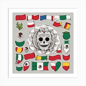 Mexican Flags 16 Art Print