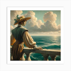 Renaissance Man Looking At The Ocean Art Print