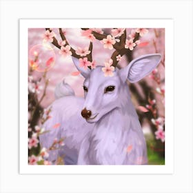 Deer In Cherry Blossoms Art Print