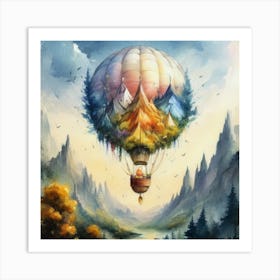 watercolor of a off white hot air balloon 6 Art Print