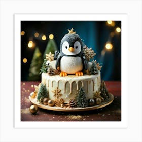 Firefly Adorable Penguin Themed Cake With Festive Wintry Accents 77625 (2) Art Print