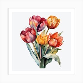 Watercolor Tulips 8 Art Print