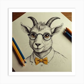 Goat With Glasses 4 Art Print