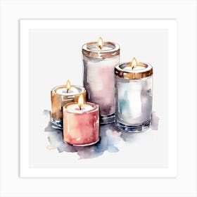 Watercolor Candles Art Print
