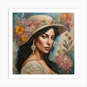 Woman In A Hat 1 Art Print