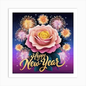 Happy New Year Greeting Card Art Print