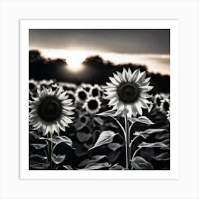 Sunflowers At Sunset 4 Art Print