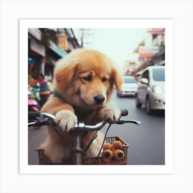 Dog On A Bicycle Art Print