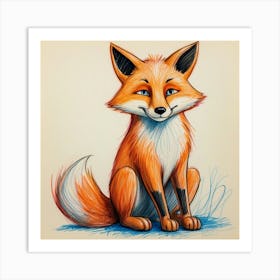 Fox Drawing 3 Art Print