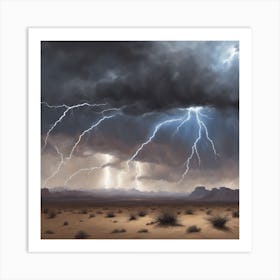 Lightning In The Desert 1 Art Print