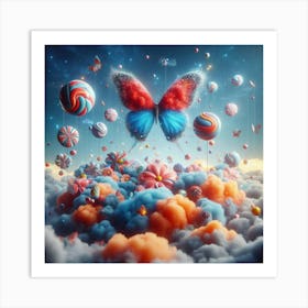 Butterfly In The Clouds Art Print