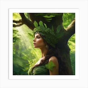 Beautiful Woman In The Forest 1 Art Print