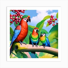 Parrots In The Forest 1 Art Print