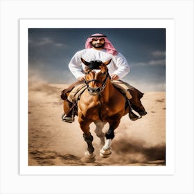 Saudi Man On Horseback Art Print