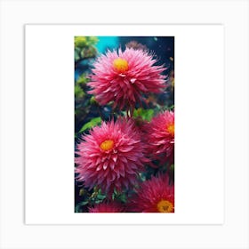 Pink Dahlias Art Print