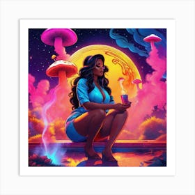 Sexy Woman With Mushrooms Art Print