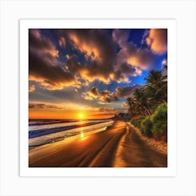 Sunset On The Beach 395 Art Print