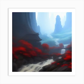 Waterfall In The Mountains 1 Art Print