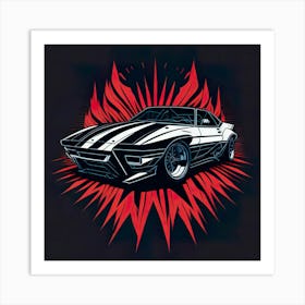 Car Red Artwork Of Graphic Design Flat (62) Art Print