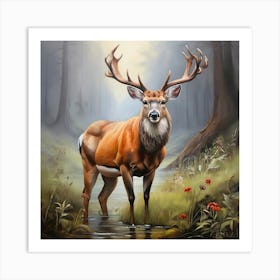 Deer In The Woods 2 Art Print