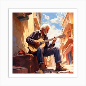 Old Man Playing Guitar 4 Art Print