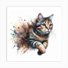Cat Watercolour Art Print 1 Art Print