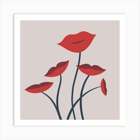Red Poppy Lips Flowers Art Print