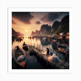 Sunset In Halong Bay, Vietnam 1 Art Print