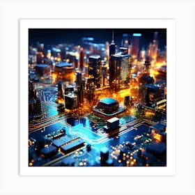 Cityscape At Night 6 Art Print