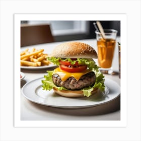 Hamburger And Fries 5 Art Print