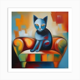 Cat On The Couch Art Print