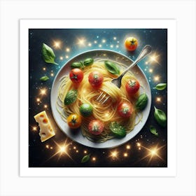 Spaghetti With Tomatoes And Cheese Art Print