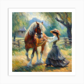 Girl And A Horse 2 Art Print