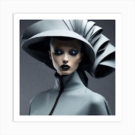 High-fashion editorial shot, model wearing avant-garde clothing 1 Art Print