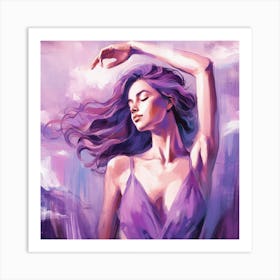 Beautiful Woman In Purple Dress Art Print