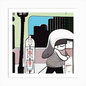 Woman Walking Down The Street Art Print