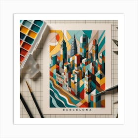 Barcelona Cityscape Art Print