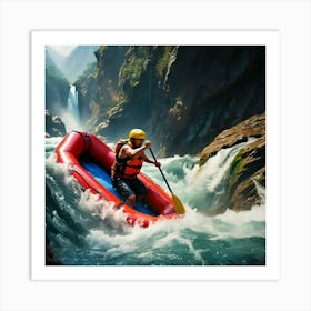 Rafting In The River Art Print