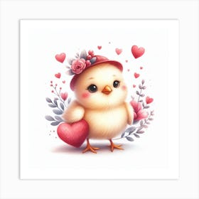 Chick Valentine's day Art Print