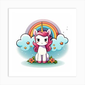 Unicorn With Rainbow Art Print