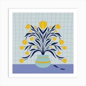 Tulips - blue and yellow Art Print