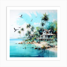 White House And Palms On The Beach Art Print