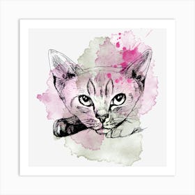 Cat Watercolor Painting Art Print