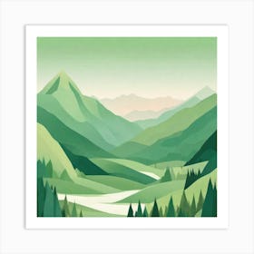 Misty mountains background in green tone 130 Art Print