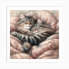 Two Kittens Sleeping Art Print