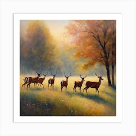 Herd of deer Art Print