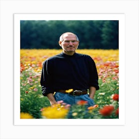 Steve Jobs In A Field Of Flowers Art Print