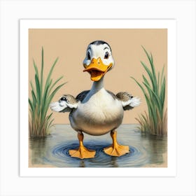 Duck In Water 10 Art Print