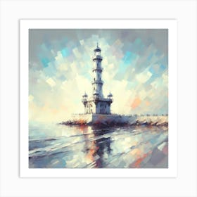 Light Color Brush Painting Lighthouse Of Alexandria 1 Art Print