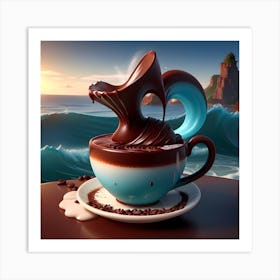 Coffee Pouring Over The Ocean Art Print